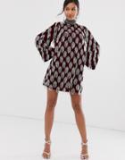Asos Edition Beaded Tassel Velvet Mini Dress - Red