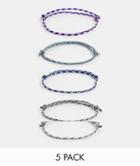 Asos Design 5 Pack Festival Cord Bracelet Set In Festival Multi Colors