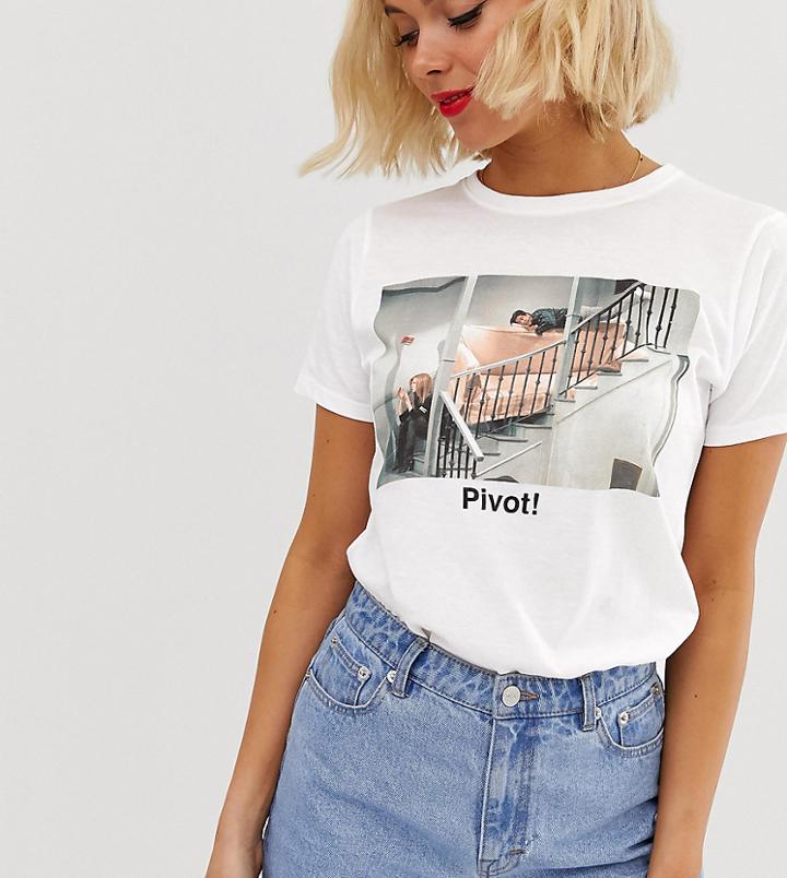 New Look Friends Pivot Slogan Tee In Gray - White