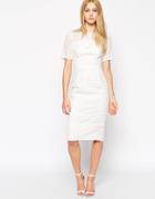 Asos Wiggle Dress In Broderie - White