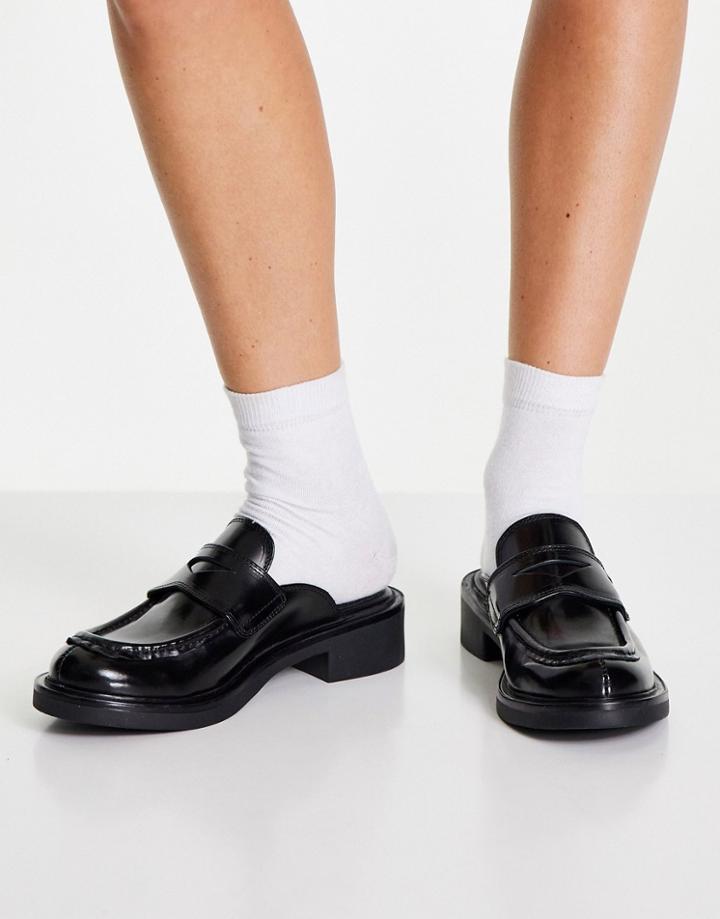 Asra Foxlow Leather Backless Loafers In Black