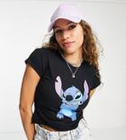 Reclaimed Vintage Inspired Licensed Lilo & Stitch Cropped Top In Black