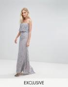 Jarlo All Over Lace Bandeau Maxi Dress - Gray