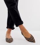 Asos Design Wide Fit Leisure High Vamp Slingback Ballet Flats In Leopard - Multi