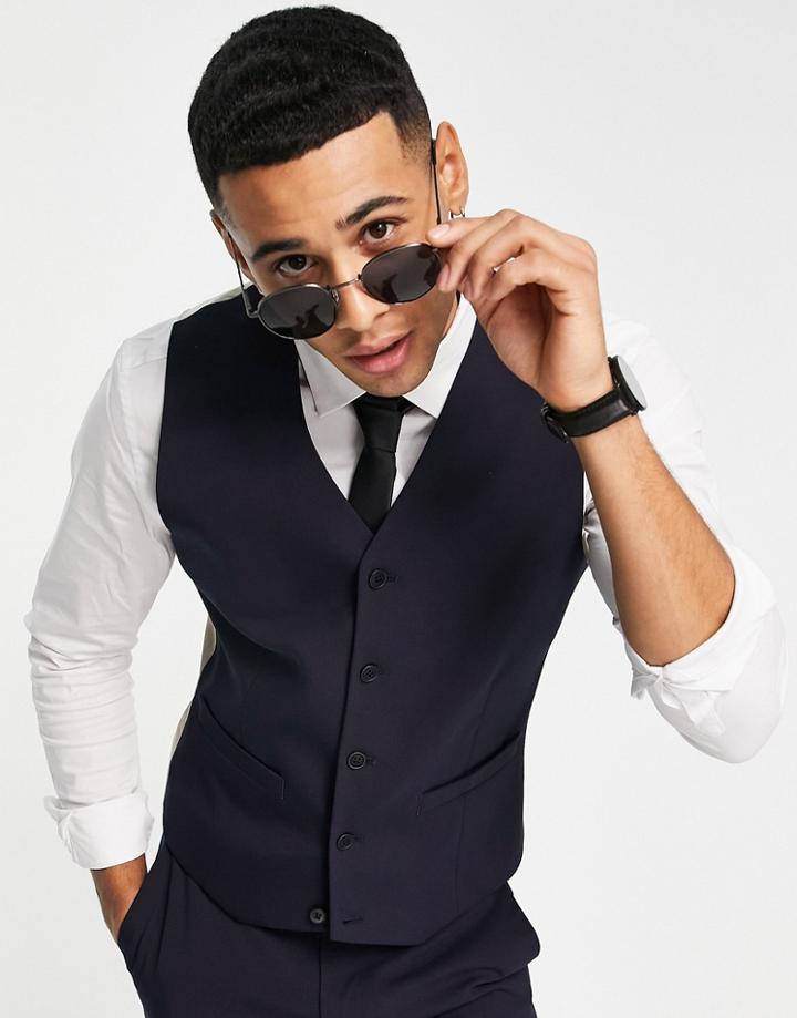 Asos Design Super Skinny Mix And Match Vest In Navy-green