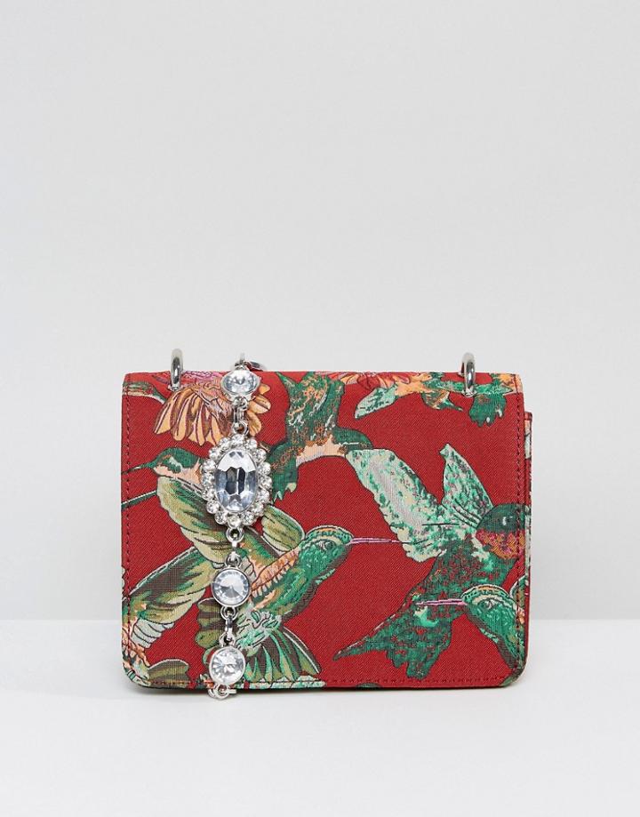 Asos Jewelled Strap Hummingbird Cross Body Bag - Red