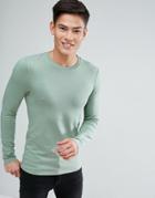 Asos Extreme Fitted Fit Long Sleeve T-shirt With Crew Neck - Green
