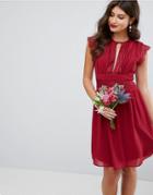 Tfnc Wedding Lace Detail Midi Dress - Red