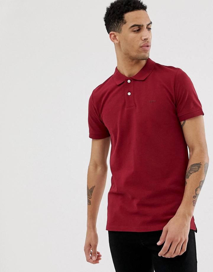 Esprit Organic Polo In Washed Red