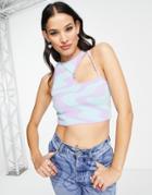 Asos Design Knitted Top With Beaded Detail In Lilac-purple