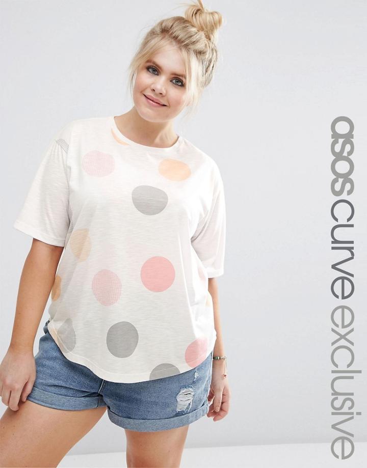 Asos Curve T-shirt In Mixed Spot Print - Multi