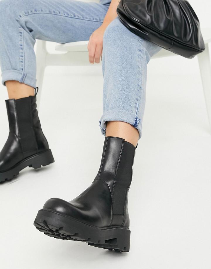 Vagabond Cosmo 2.0 Flat Ankle Calf Boots In Black
