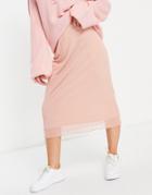 Fashion Union Midi Skirt In Check Mesh Set-pink