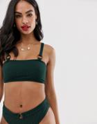 Vero Moda Texture Square Neck Bikini Top - Green