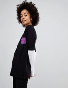 Chorus Long Sleeved Skate T-shirt With Spaceship Foil Print - Black