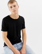 Brave Soul Basic Raw Edge T-shirt-black