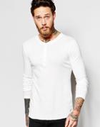 Edwin Long Sleeve Top Oarsman Grandad Fine Rib In White - Off White