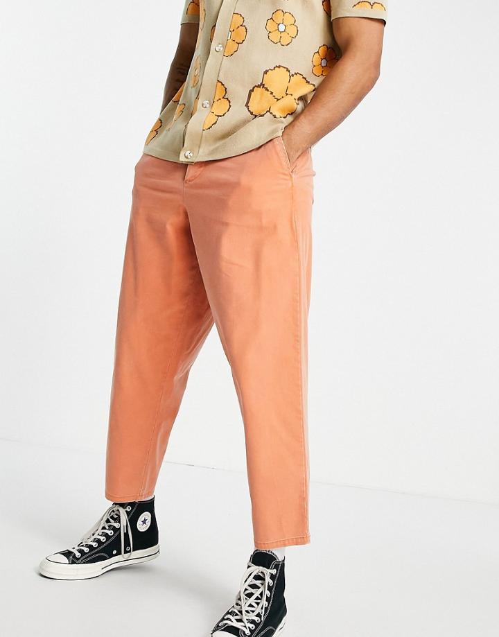 Asos Design Balloon Fit Chinos In Bright Orange