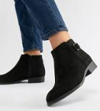 New Look Wide Fit Flat Ankle Boot - Black