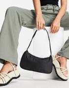 Asos Design 90s Curved Shoulder Bag In Recycled Nylon In Black