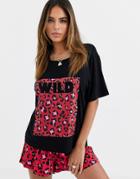 Asos Design Mix & Match Red Animal Placement Tee