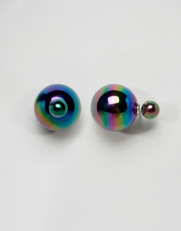 Asos Oilslick Double Bubble Earrings - Multi