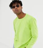 Reclaimed Vintage Inspired Overdye Ls Tee In Lime - Green