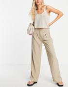 Vero Moda Aware Tailored Suit Pants With Pleat Front In Mocha - Part Of A Set-brown