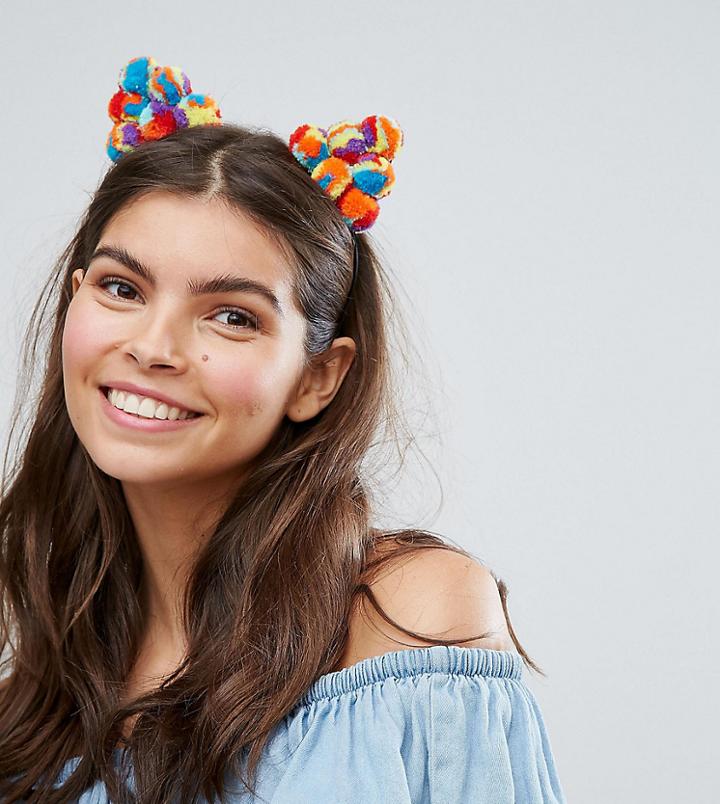 Monki Festival Pom Pom Ears Headband - Multi