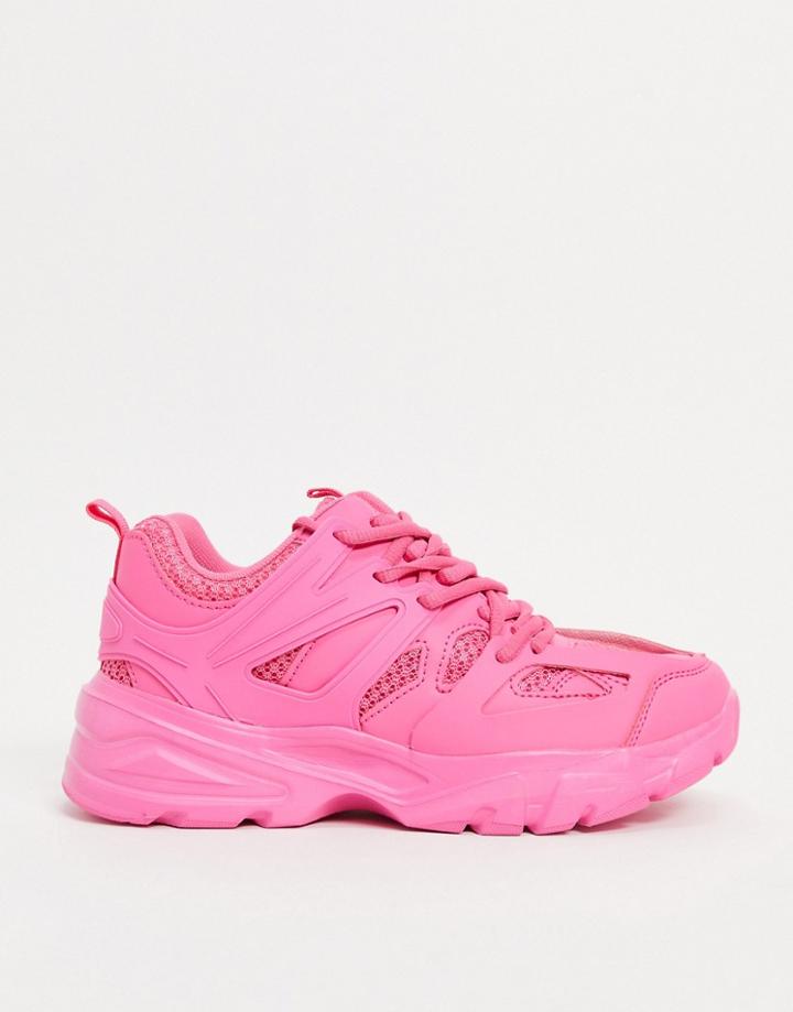 Public Desire Unorthodox Sporty Sneakers In Hot Pink