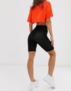 Asos Design Legging Shorts With Flocked Print - Black