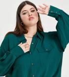 Extro & Vert Plus Pleated Oversized Shirt In Turquoise-green