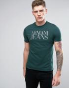 Armani Jeans Logo T-shirt Regular Fit In Green - Green