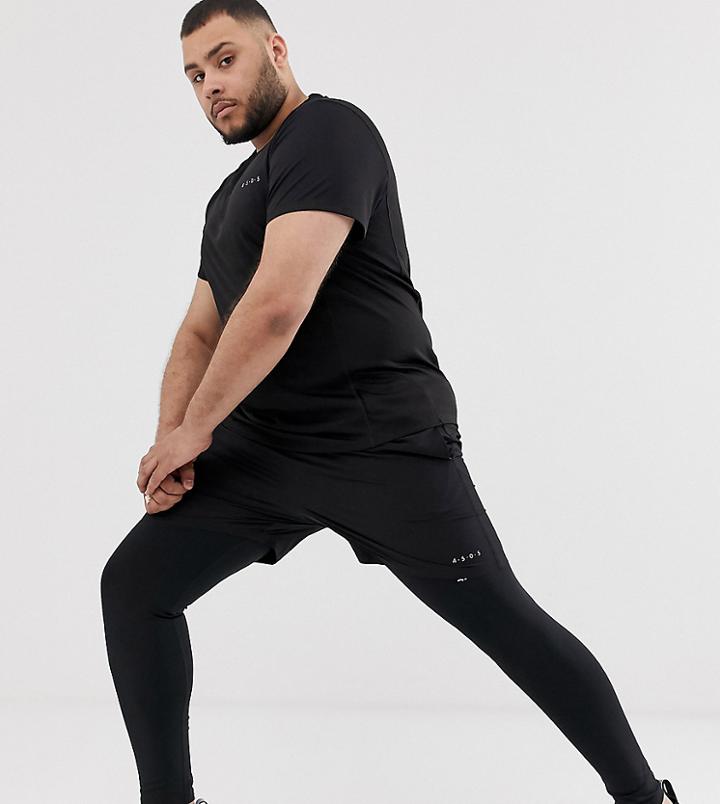 Asos 4505 Plus Running Tights With Quick Dry In Black - Black