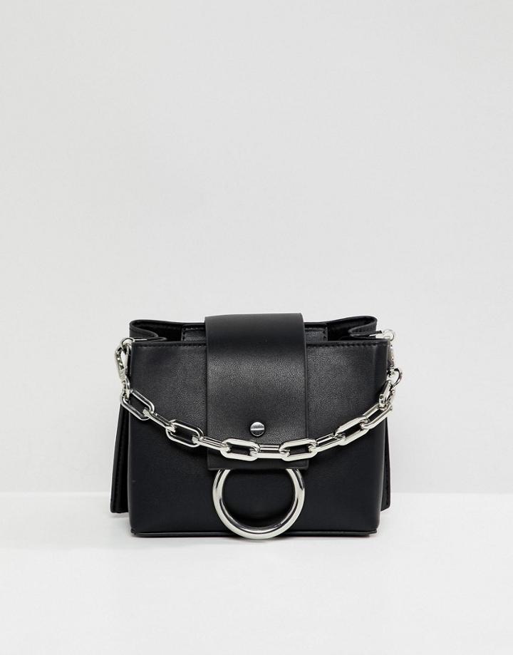 Aldo Ibilasien Black Structured Cross Body Bag With Metal Ring Detail - Black