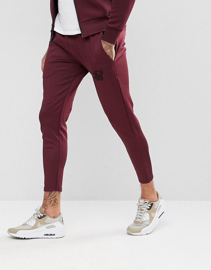 Siksilk Track Cropped Joggers In Burgundy - Red