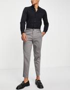 Selected Homme Organic Cotton Blend Smart Pants In Slim Tapered Fit With Elasticated Waist In Gray