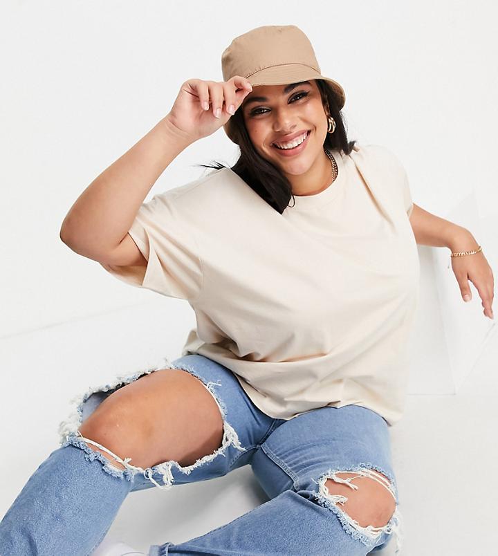Asos Design Curve Ultimate Oversized T-shirt In Stone-neutral