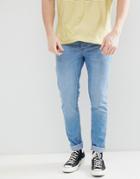 Saints Row Skinny Fit Jeans In Mid Blue - Blue