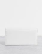 Asos Design Croc Effect Foldover Wallet In White