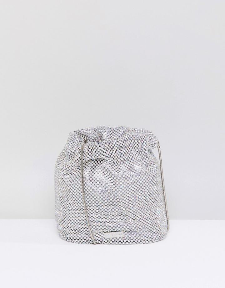 Skinnydip Rhinestone Embellished Cross Body Bag - Silver