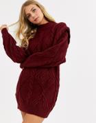 Asos Design Cable Dress With Sleeve Detail