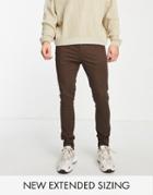 Asos Design Extreme Super Skinny Chinos In Dark Brown