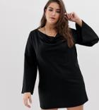 Asos Design Curve Cowl Neck Mini Sweat Dress-black