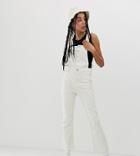 Urban Bliss Cropped Kick Flare Overalls-cream