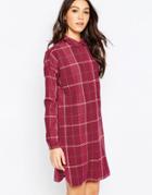 Vila Winther Check Long Shirt In Red - Red