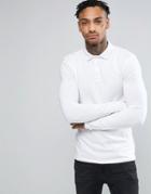 Asos Extreme Muscle Long Sleeve Polo In White - White