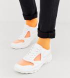 Asos Design Wide Fit Sneakers In White With Transparent Panels And Chunky Sole - White