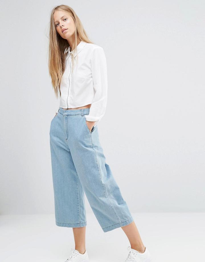 Ganni Wide Leg Denim Pants - Denim
