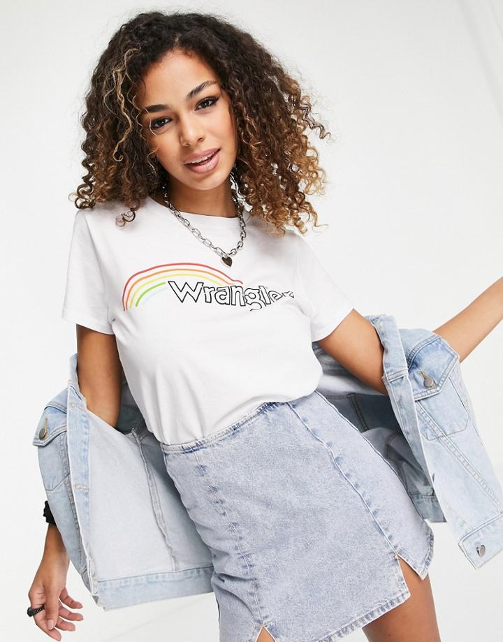 Wrangler Short Sleeve Rainbow Logo T-shirt In White